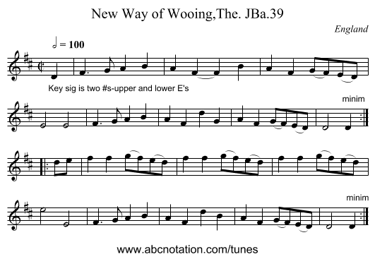 New Way of Wooing,The. JBa.39 - staff notation