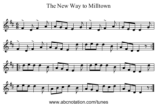 New Way to Milltown, The - staff notation