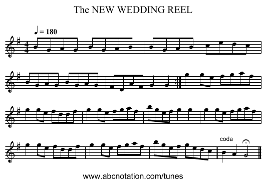 NEW WEDDING REEL, The - staff notation