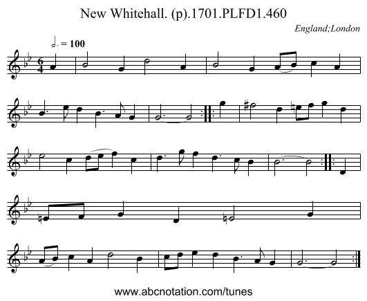 New Whitehall. (p).1701.PLFD1.460 - staff notation