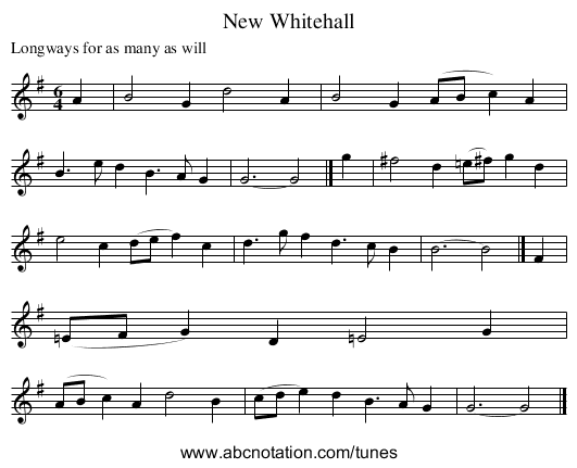 New Whitehall - staff notation