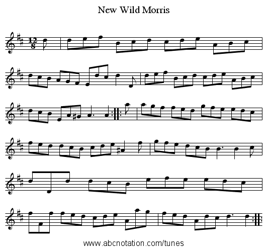 New Wild Morris - staff notation