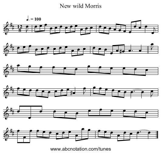 New wild Morris - staff notation