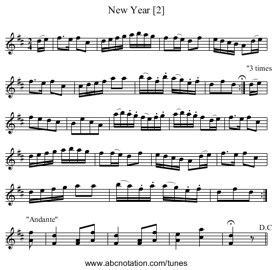 New Year [2] - staff notation