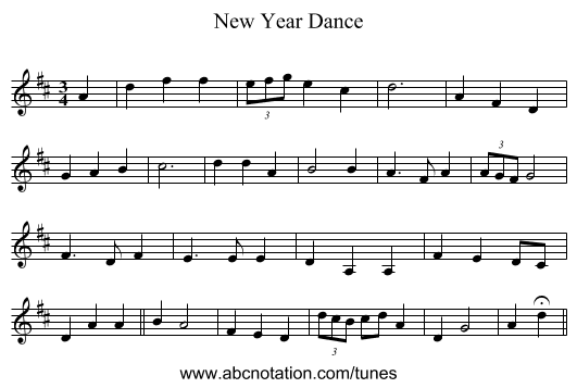 New Year Dance - staff notation