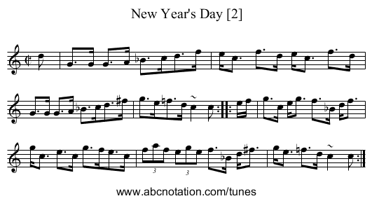 New Year's Day [2] - staff notation