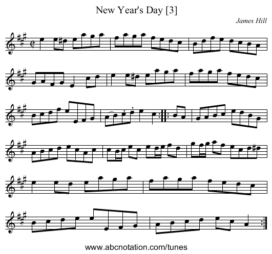 New Year's Day [3] - staff notation