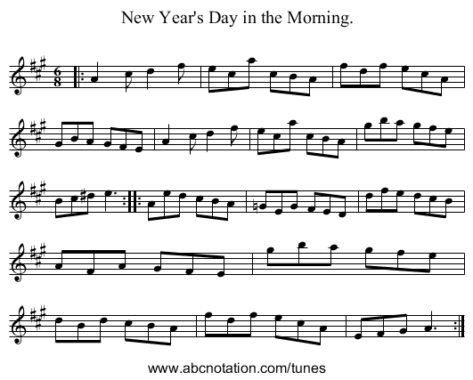 New Year's Day in the Morning. - staff notation