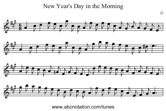 New Year's Day in the Morning - staff notation