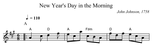 New Year's Day in the Morning - staff notation