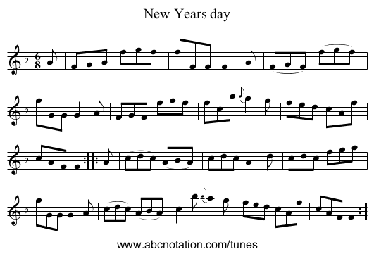 New Years day - staff notation