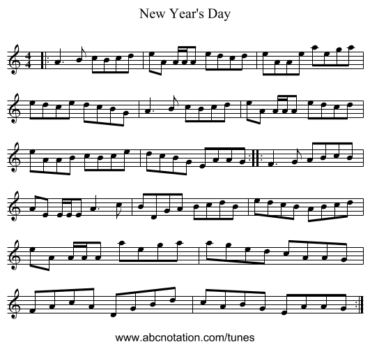 New Year's Day - staff notation