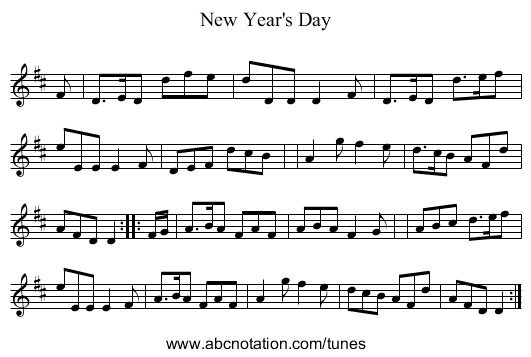 New Year's Day - staff notation