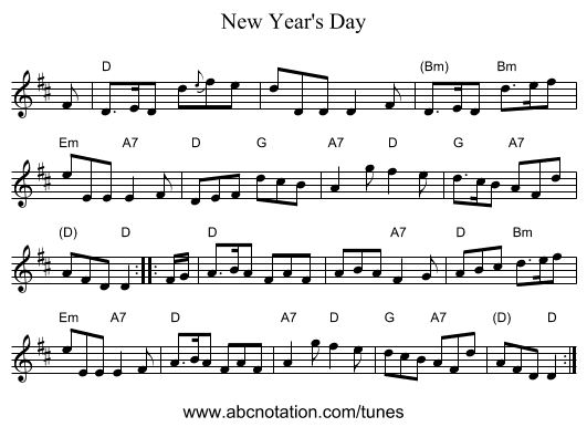 New Year's Day - staff notation
