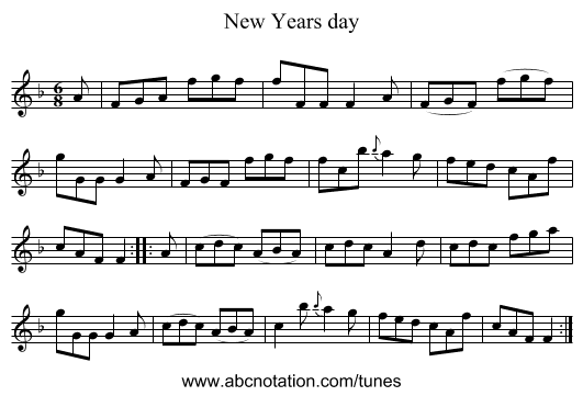 New Years day - staff notation