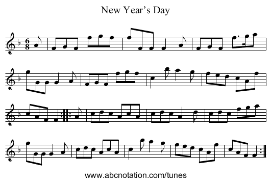 New Year’s Day - staff notation