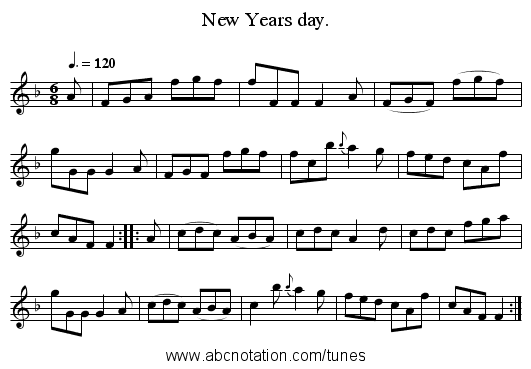 New Years day. - staff notation