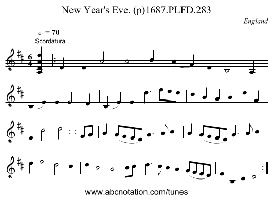 New Year's Eve. (p)1687.PLFD.283 - staff notation