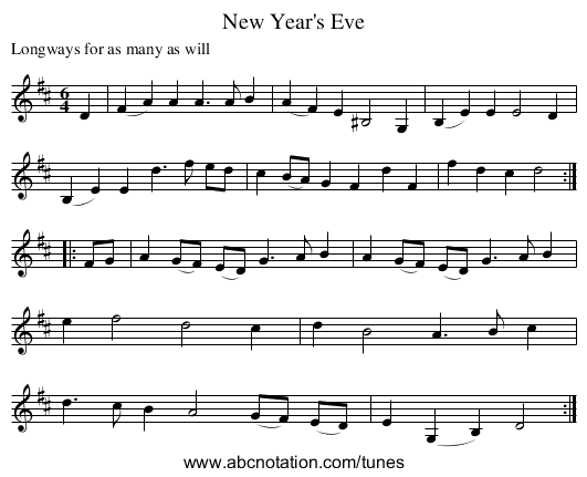 New Year's Eve - staff notation