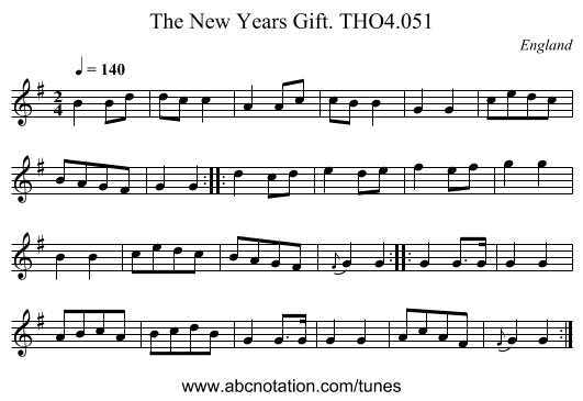 New Years Gift. THO4.051, The - staff notation