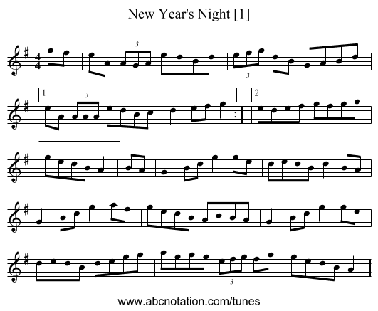 New Year's Night [1] - staff notation