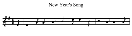 New Year's Song - staff notation