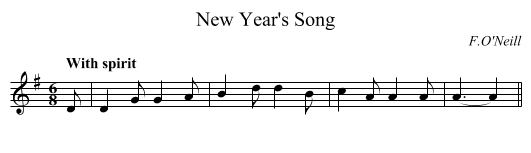 New Year's Song - staff notation