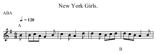 New York Girls. - staff notation
