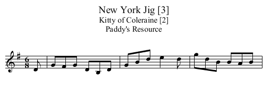 New York Jig [3] - staff notation