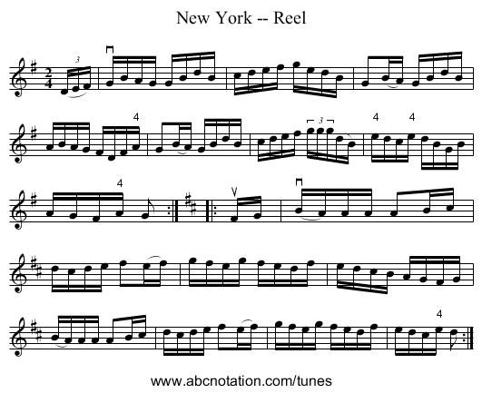 New York -- Reel - staff notation
