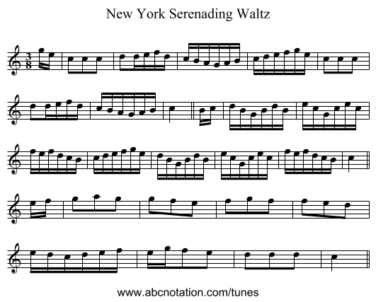 New York Serenading Waltz - staff notation
