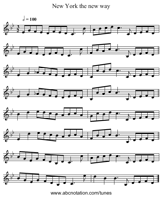 New York the new way - staff notation