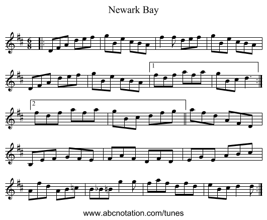Newark Bay - staff notation