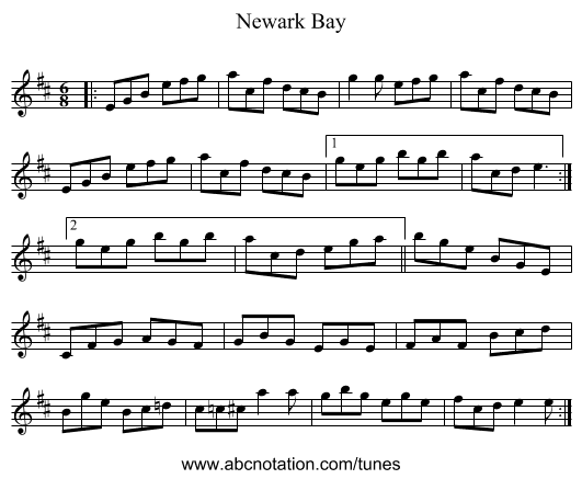 Newark Bay - staff notation