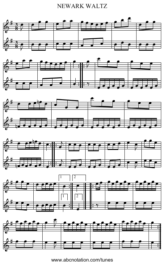 NEWARK WALTZ - staff notation