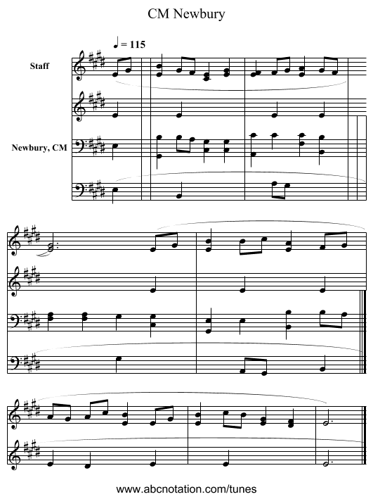 Newbury, CM - staff notation