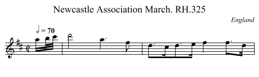 Newcastle Association March. RH.325 - staff notation