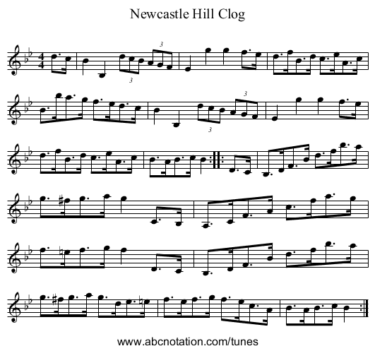 Newcastle Hill Clog - staff notation