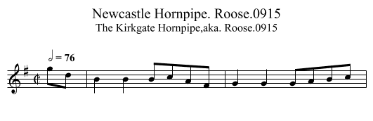 Newcastle Hornpipe. Roose.0915 - staff notation