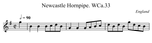 Newcastle Hornpipe. WCa.33 - staff notation
