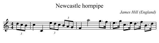 Newcastle hornpipe - staff notation