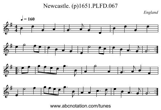 Newcastle. (p)1651.PLFD.067 - staff notation