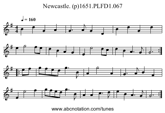 Newcastle. (p)1651.PLFD1.067 - staff notation