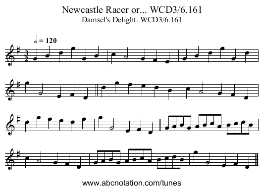 Newcastle Racer or... WCD3/6.161 - staff notation