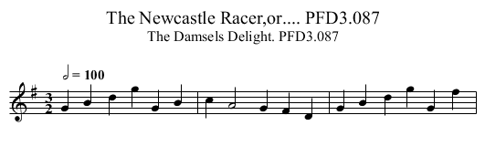 Newcastle Racer,or.... PFD3.087, The - staff notation
