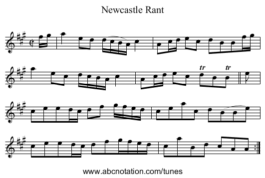 Newcastle Rant - staff notation