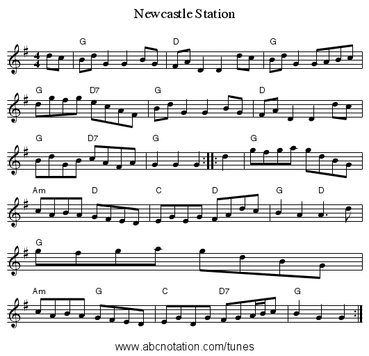 Newcastle Station - staff notation