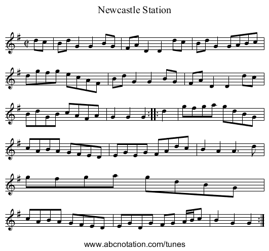 Newcastle Station - staff notation