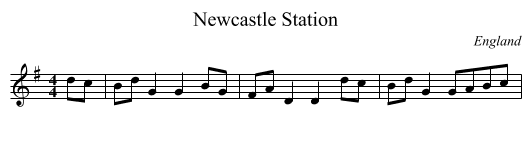 Newcastle Station - staff notation