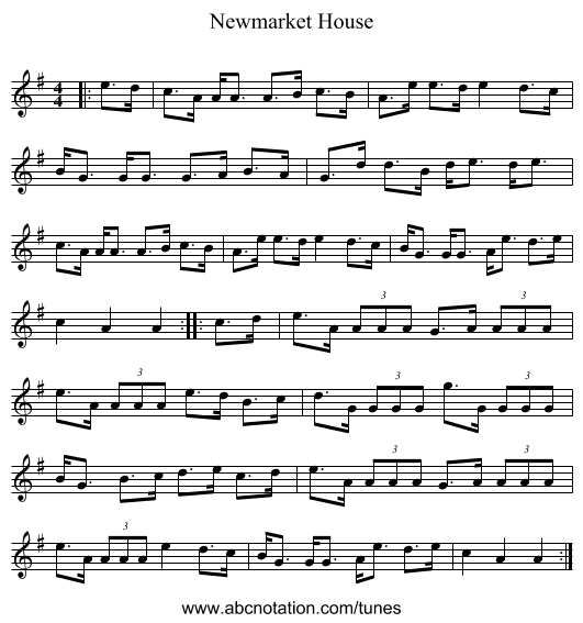 Newmarket House - staff notation